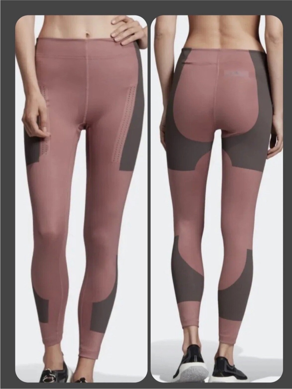 Adidas by Stella McCartney FitSense Training Tights Leggings Mauve Brown Black